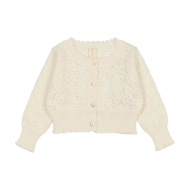 Lilette Cream Heart Open Knit Cardigan