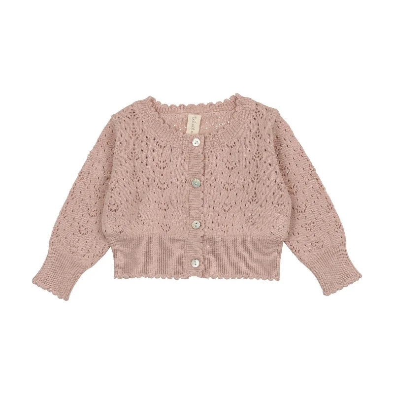 Lilette Pink Heart Open Knit Cardigan