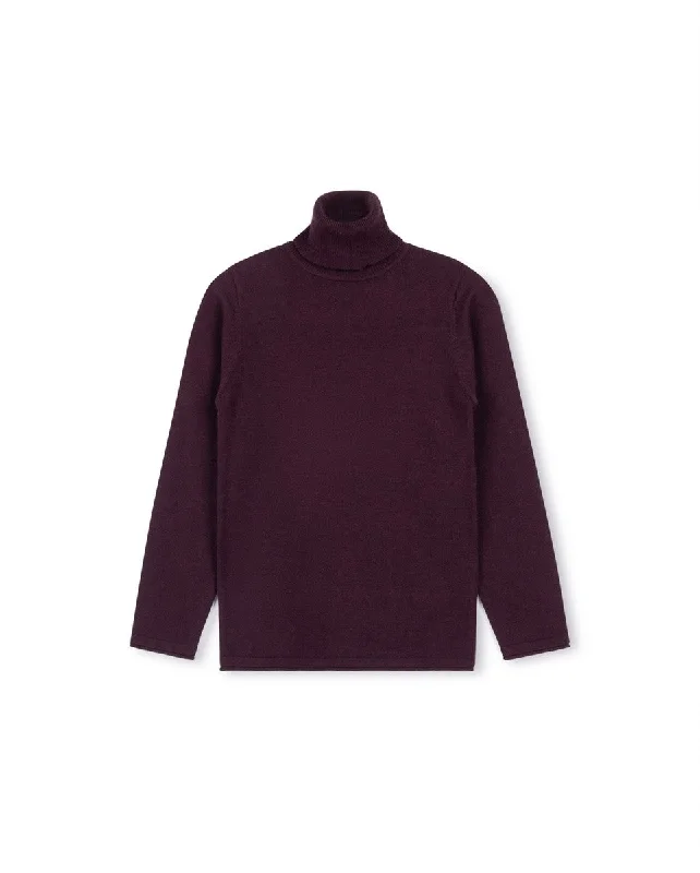 Lilou Burgundy Fitted Knit Turtleneck