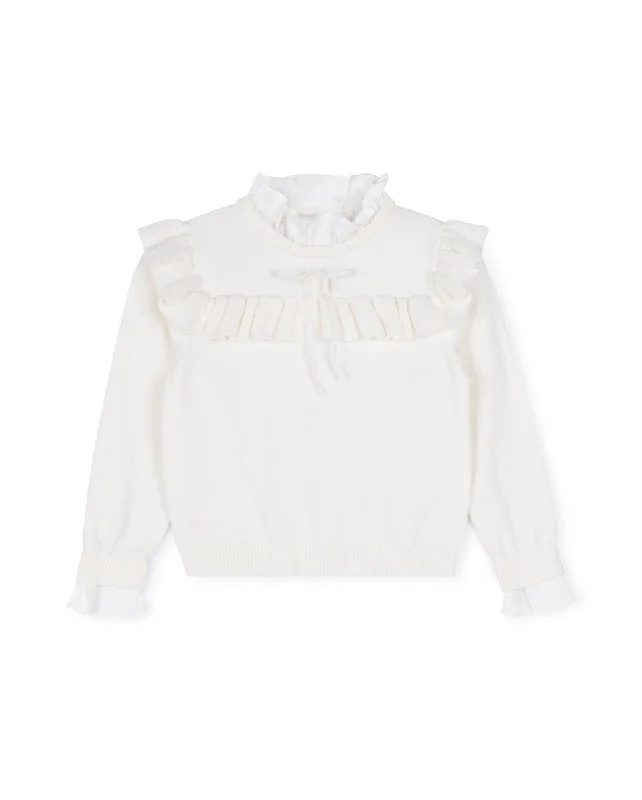 Lilou Ivory Ruffle Trimming Sweater