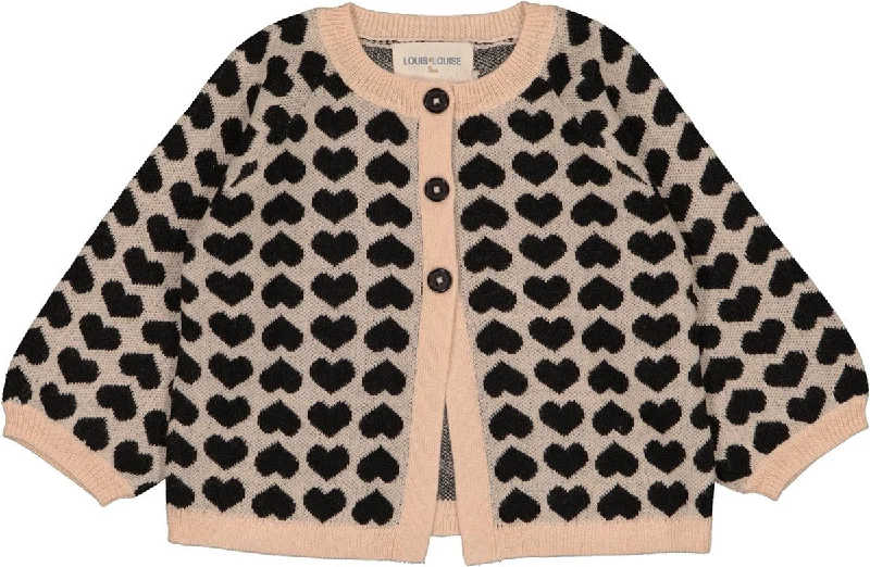 Louis Louise Black/Beige Heart Gulsah Baby Cardigan