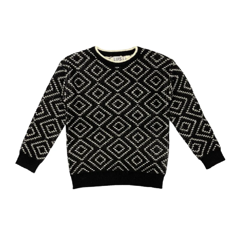 Luis Black Geometric Windsor Sweater