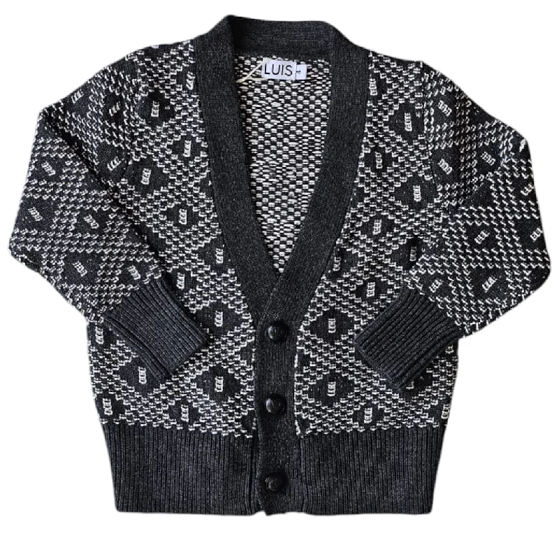 Luis Charcoal Embossed Clarence Cardigan