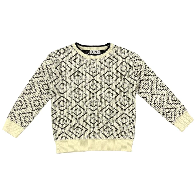 Luis Cream Geometric Windsor Sweater