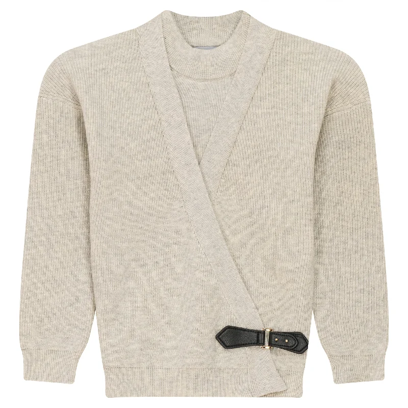 Mann Cream Heather Wrap Sweater