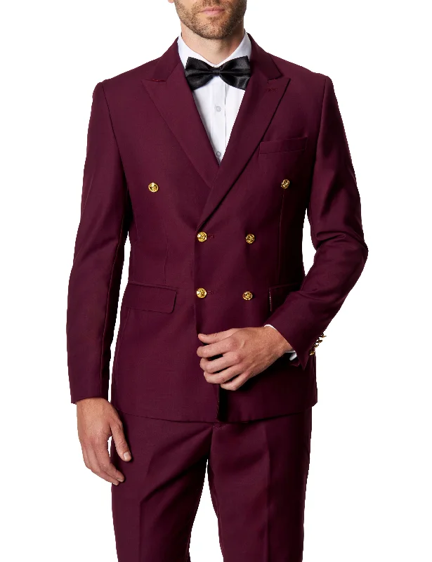 MAROON DOUBLE BREASTED GOLD BUTTON JACKET