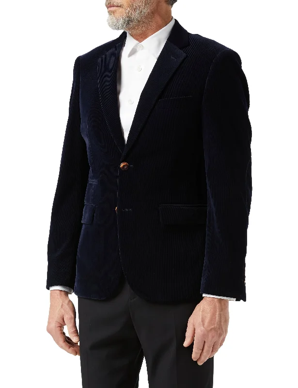 MATTHEW - Navy Blue Corduroy Blazer Jacket