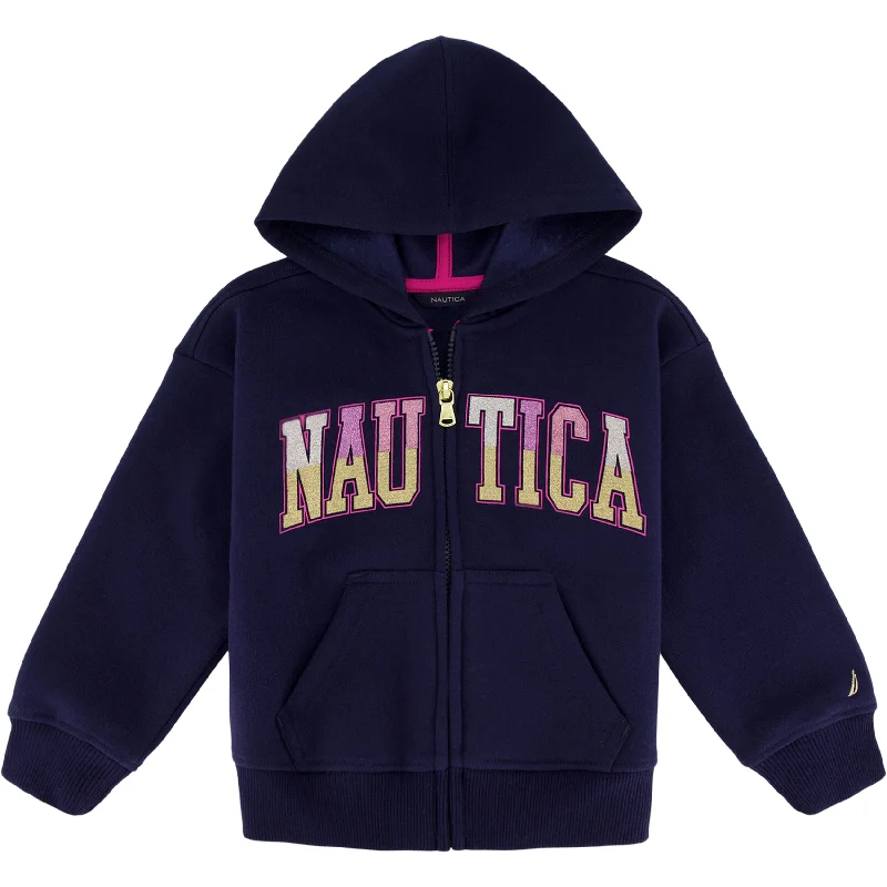 Nautica Girls' Glitter Full-Zip Fleece Hoodie (7-16)