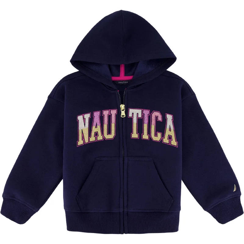 Nautica Toddler Girls' Glitter Full-Zip Fleece Hoodie (2T-4T)