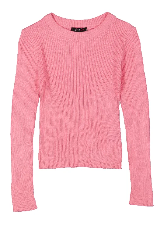 Girls Ribbed Knit Pullover Sweater