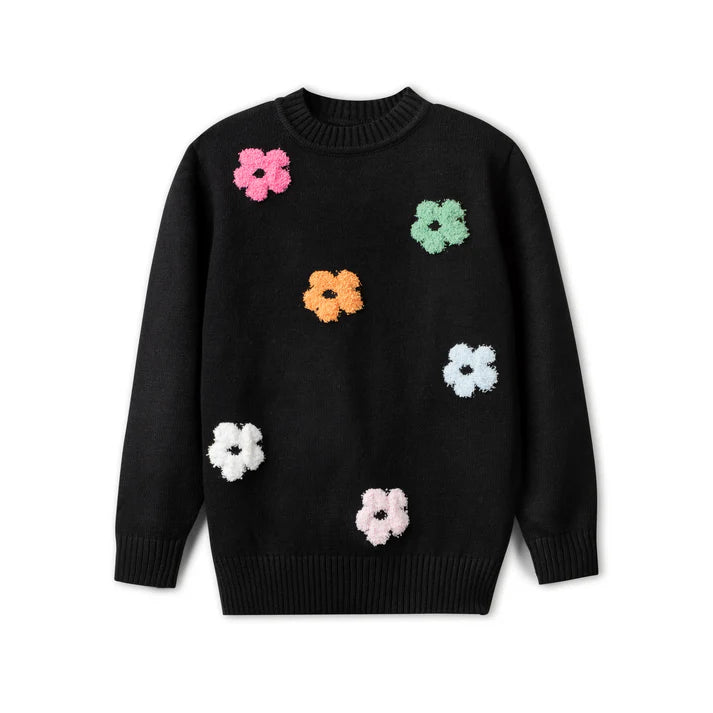 No Name Black Flower Sweater