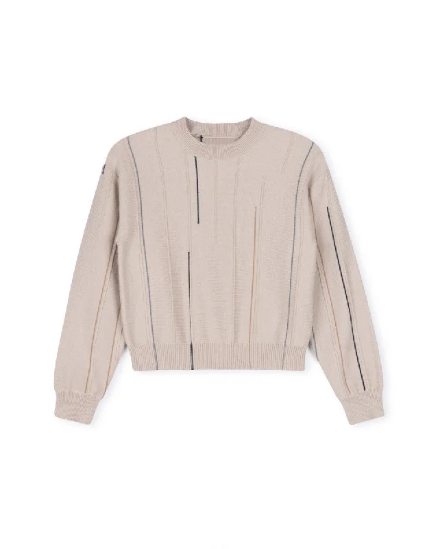 One Child Taupe Sub Colored Line Detail Sweater