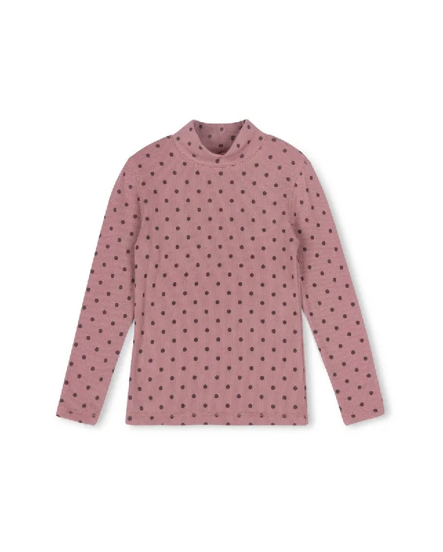 Phil and Phoebe Pink Ribbed Polka Dot Partin Turtleneck