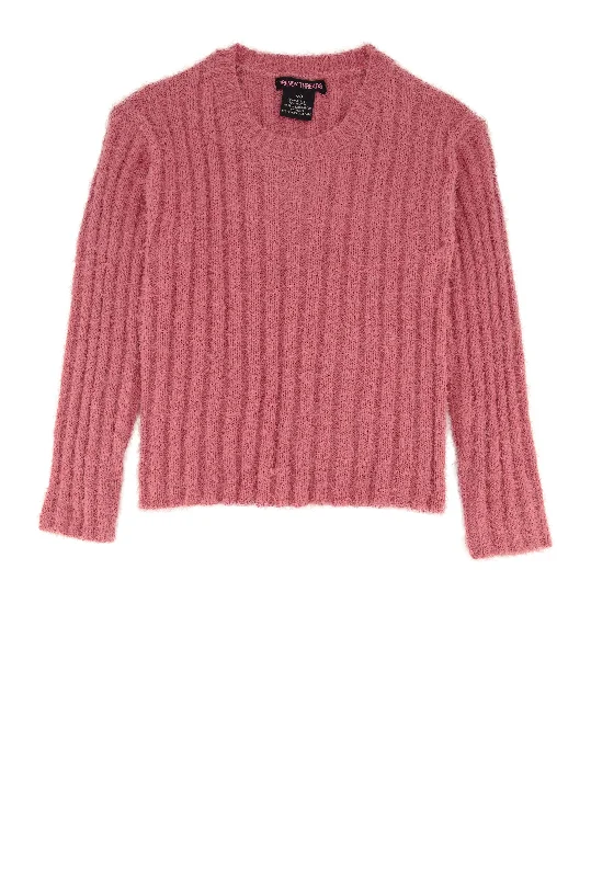 Girls Eyelash Ribbed Knit Sweater