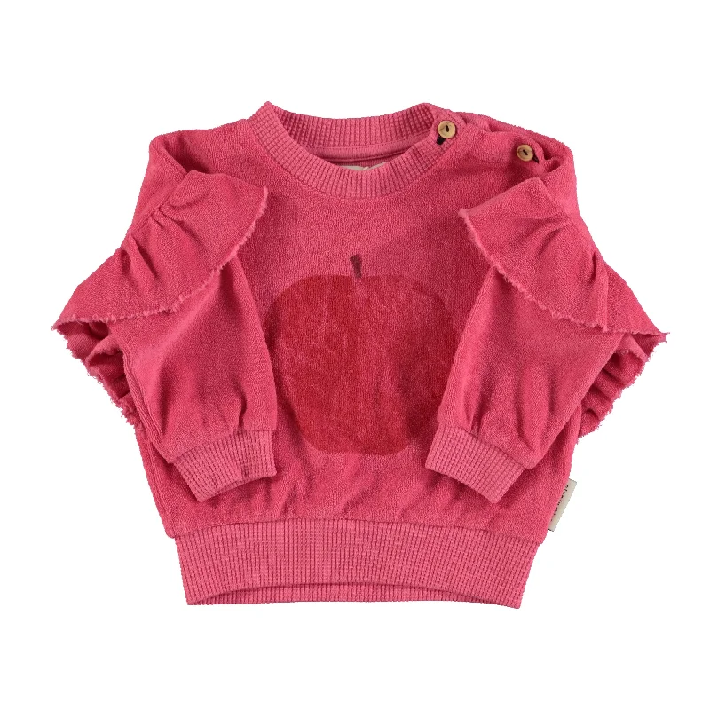 Piupiuchick Strawberry Pink Apple Terry Baby Sweatshirt