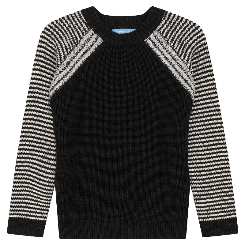 Pompomme Black/White Cable Edge Sweater