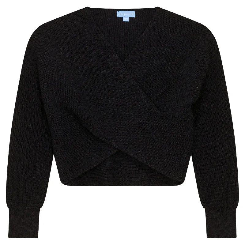 Pompomme Black Wrap Sweater