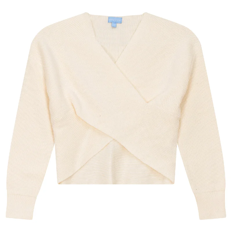 Pompomme Ivory Wrap Sweater