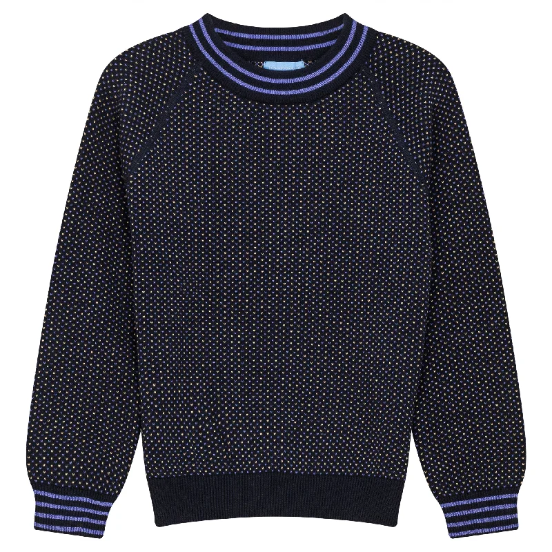 Pompomme Navy Printed Sweater