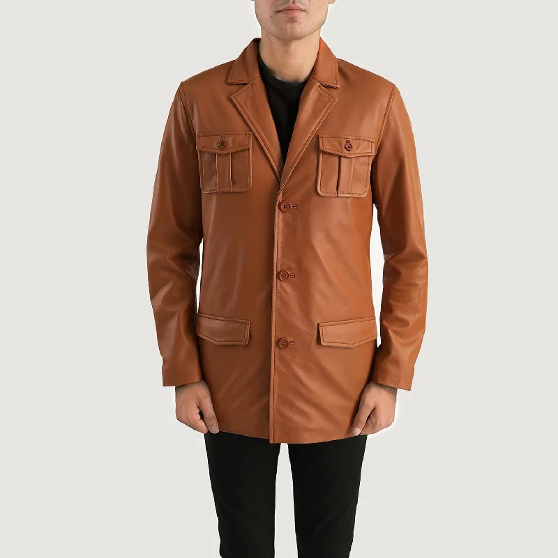 Ray Cutler Tan Brown Leather Blazer