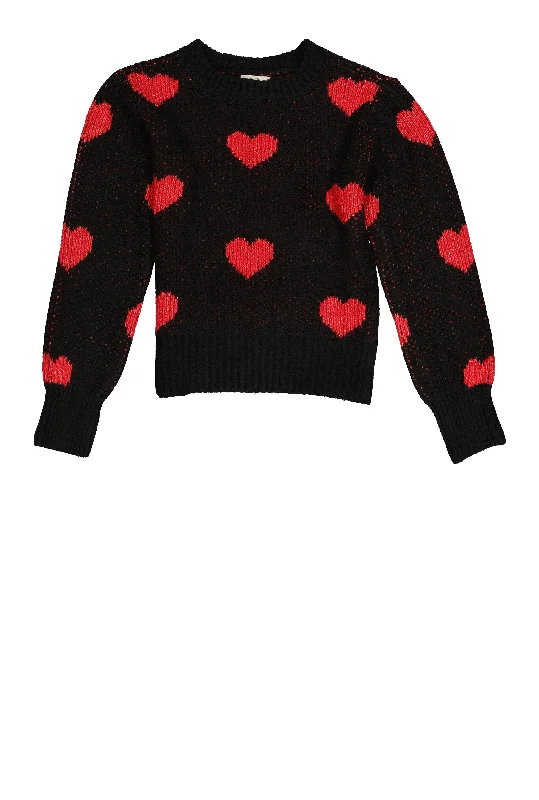 Girls Heart Print Sweater