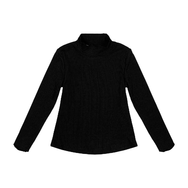 Teela Black Pointelle Mockneck