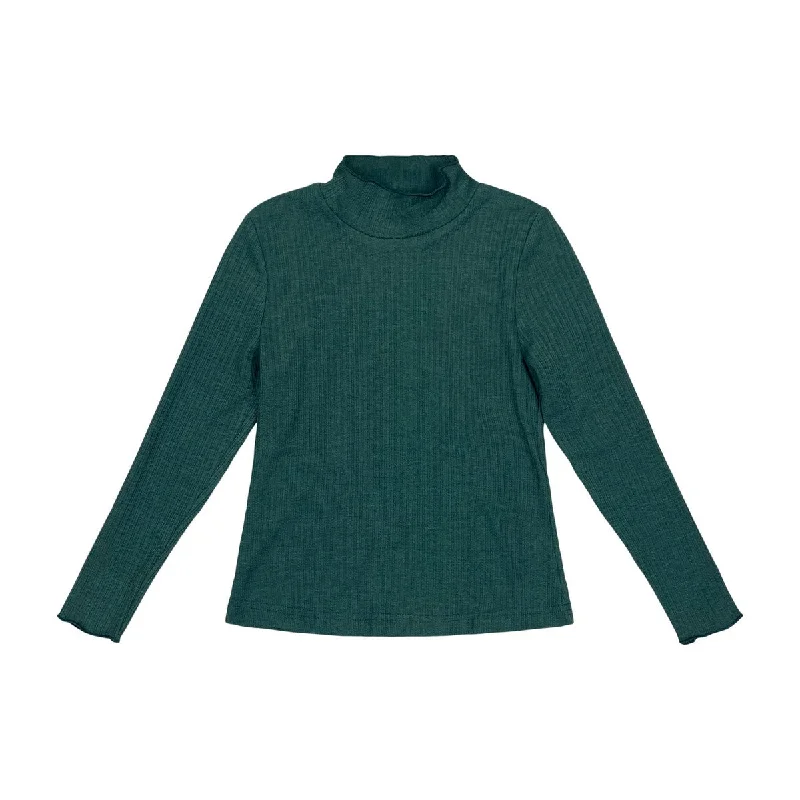 Teela Green Pointelle Mockneck