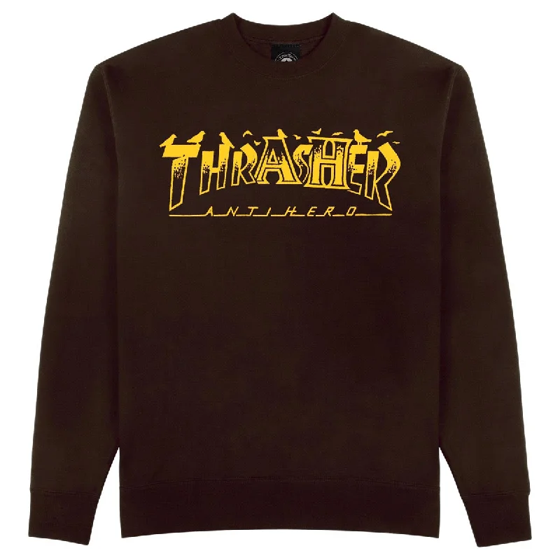 Thrasher x Anti-Hero Pigeon Mag Crewneck Sweater - Dark Chocolate