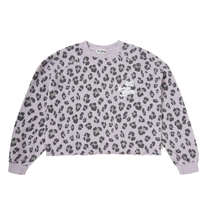 Tocoto Vintage Purple Animal Print Cropped Sweatshirt