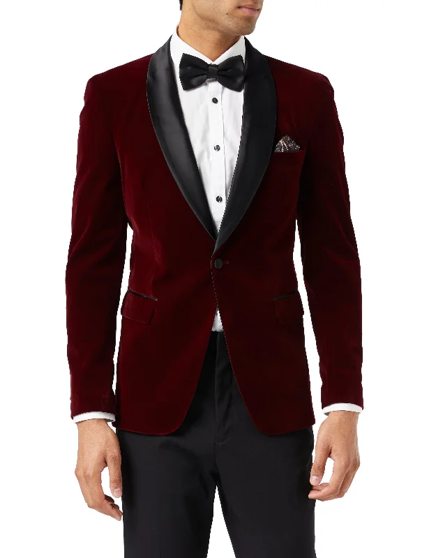 TUXEDO SAM - Burgundy Soft Velvet Jacket