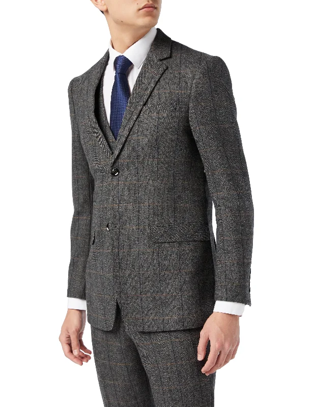 TWEED CHECK HERRINGBONE GREY JACKET