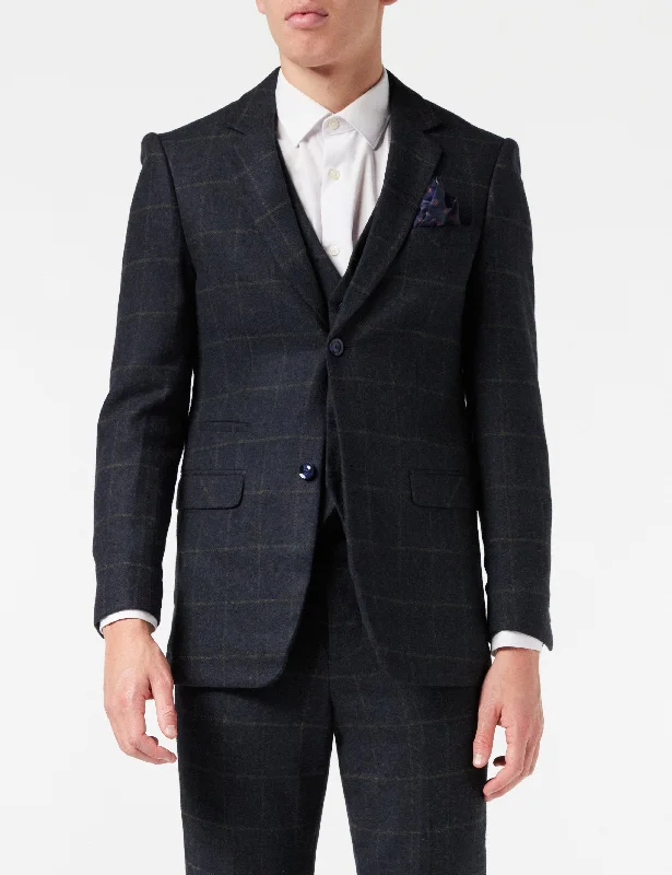 TWEED NAVY CHECK JACKET & WAISTCOAT