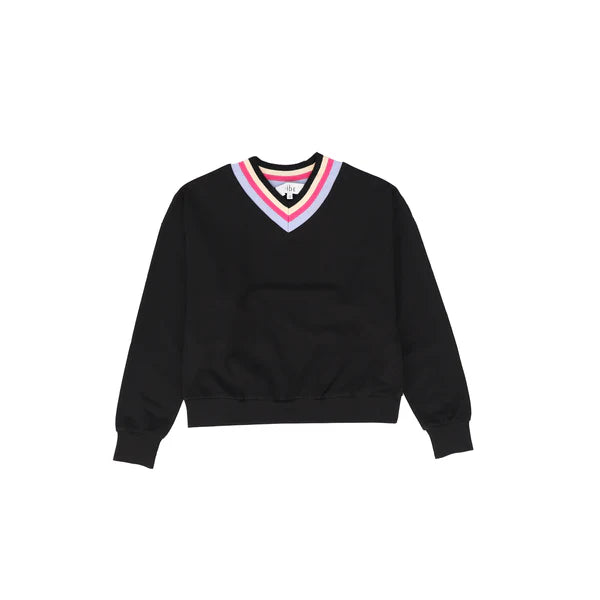 Vibe Black Stripe Knit Neck Sweatshirt