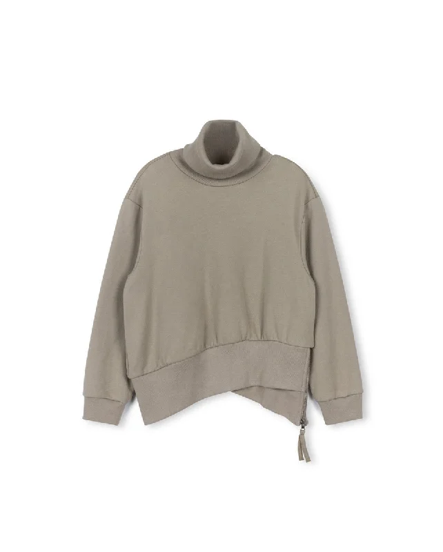 Vibe Sage Ribbed Trimming Zipper Sweatshirt