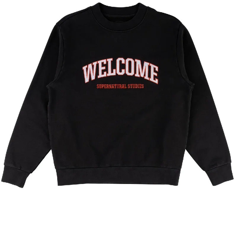 Welcome Student Embd Pigment Dyed Crew Sweater - Black