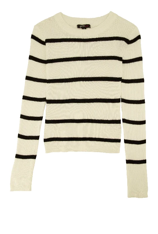 Girls Stripped Crew Neck Sweater