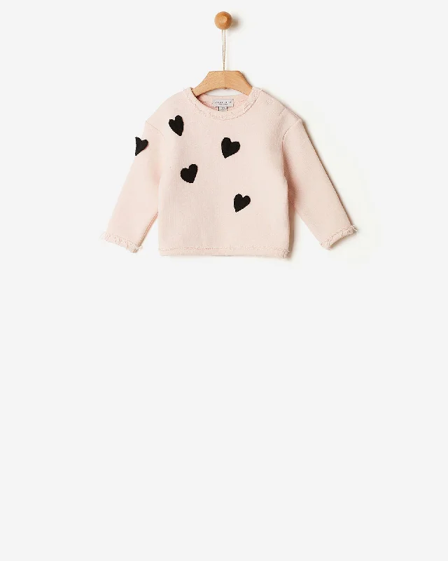 Yell-Oh Peach Blush Heart Baby Sweater