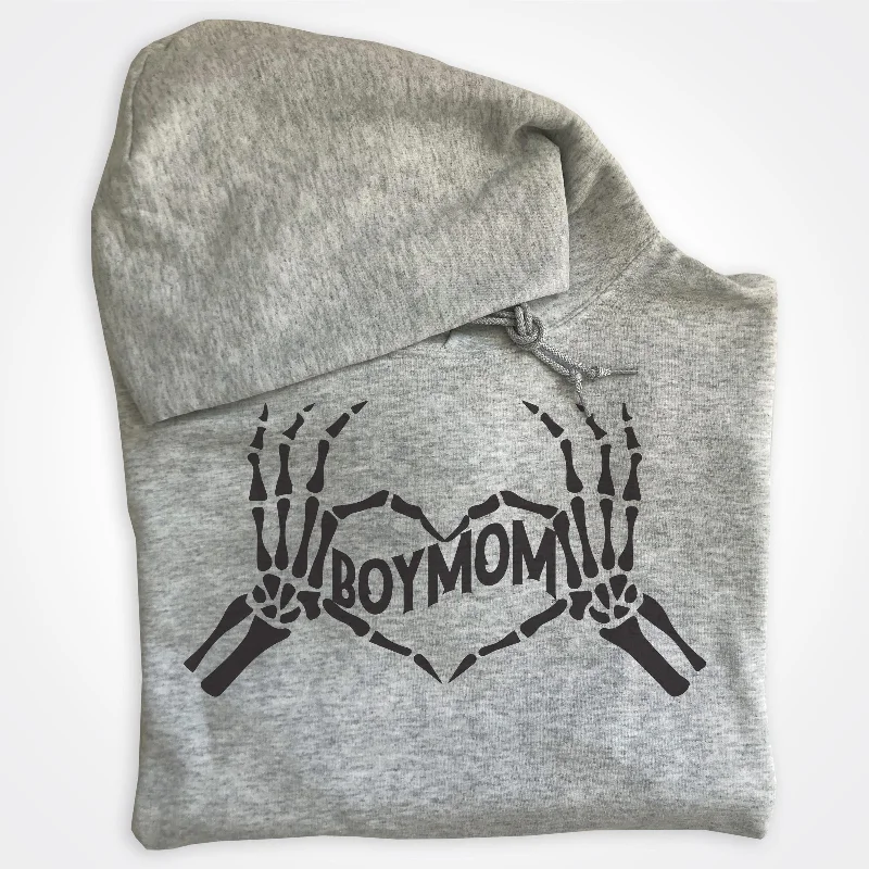 Boymom Skeleton Heart Hoodie Heather Ash