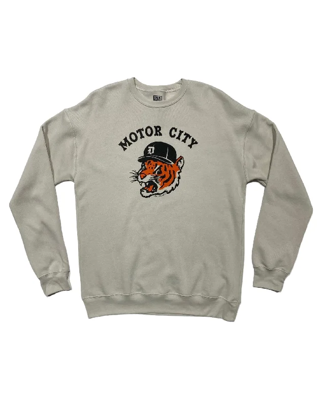 Ink Detroit - Motor City Kitty Crewneck - Heather Dust