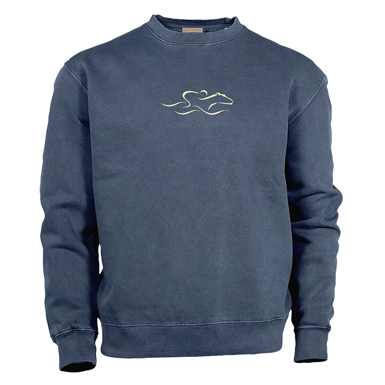 Pigment Dyed Fleece Crew Neck Sweatshirt-Blue