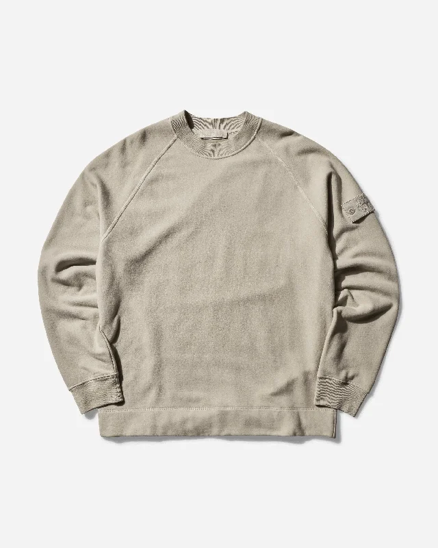 Ghost Stretch Organic Cotton Fleece Crewneck Sweatshirt Beige