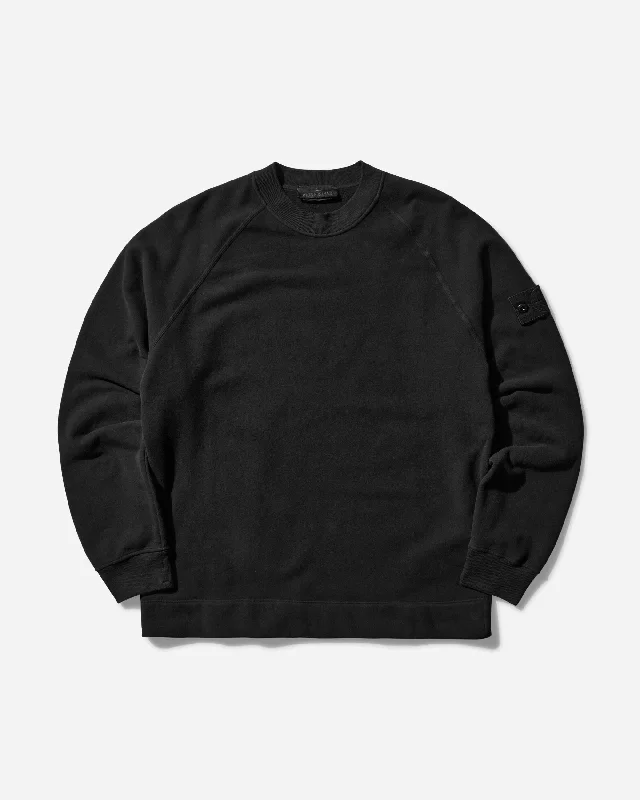 Ghost Stretch Organic Cotton Fleece Crewneck Sweatshirt Black