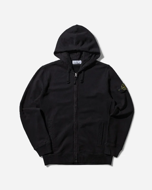 Men's Brushed Organic Cotton Fleece Zip Up Hoodie Black