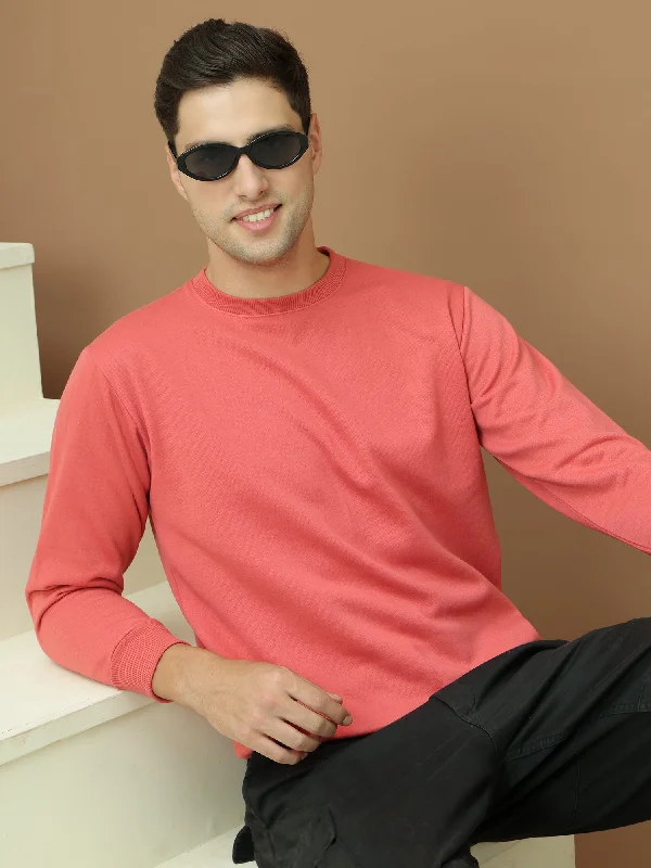 VimaL Jonney Regular Fit Pink Solid Sweatshirt For Men